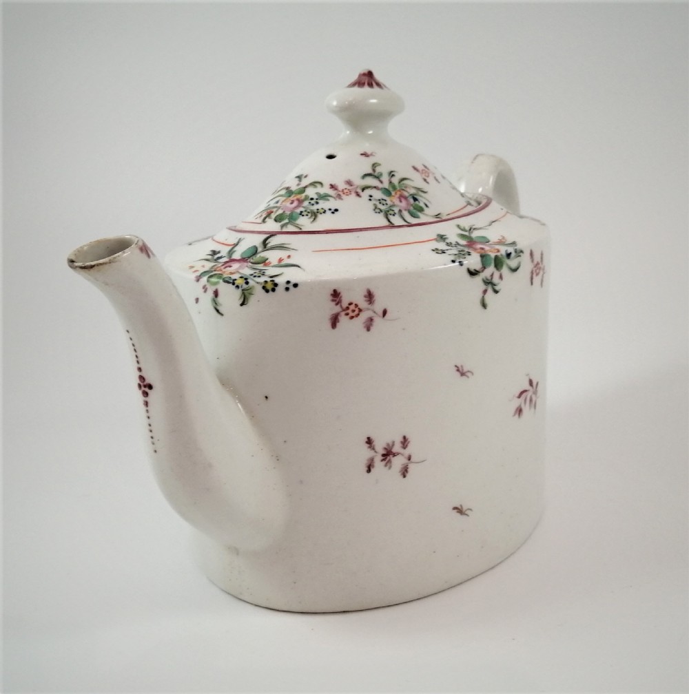 NEW HALL porcelain teapot of old oval shape,c.1805 View VI