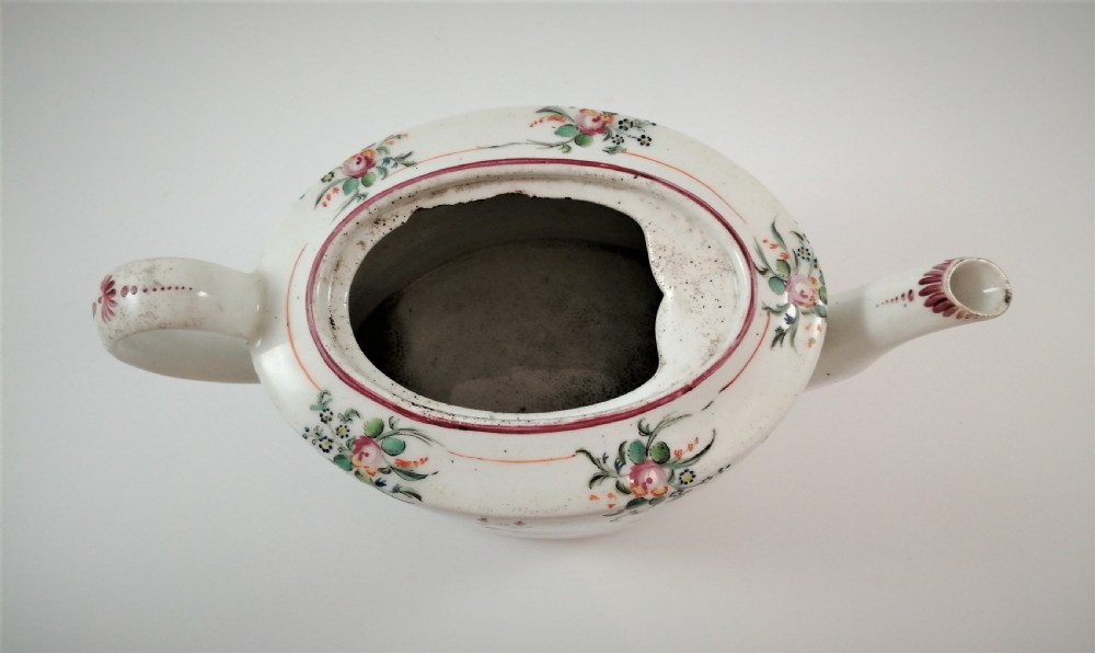 NEW HALL porcelain teapot of old oval shape,c.1805 View VIII