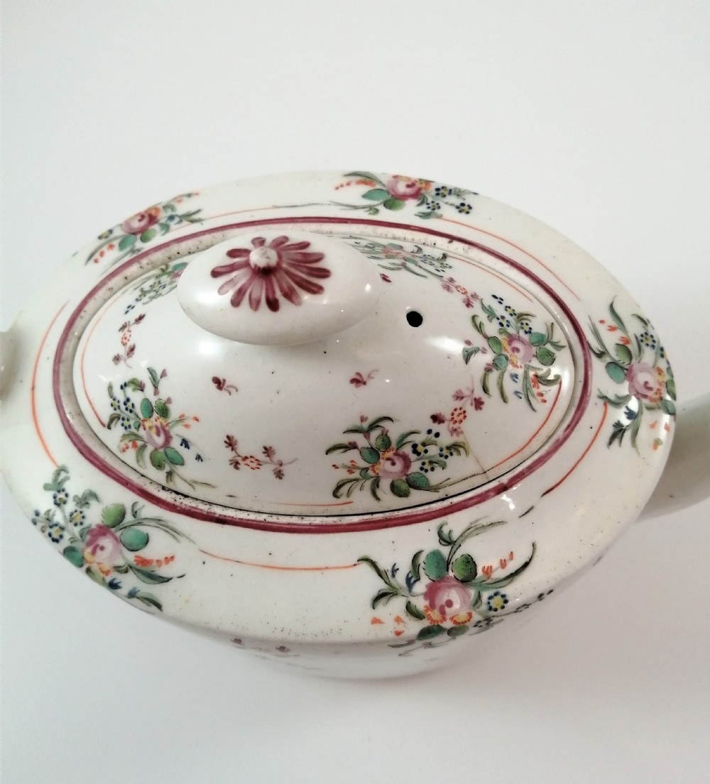 NEW HALL porcelain teapot of old oval shape,c.1805 View XII
