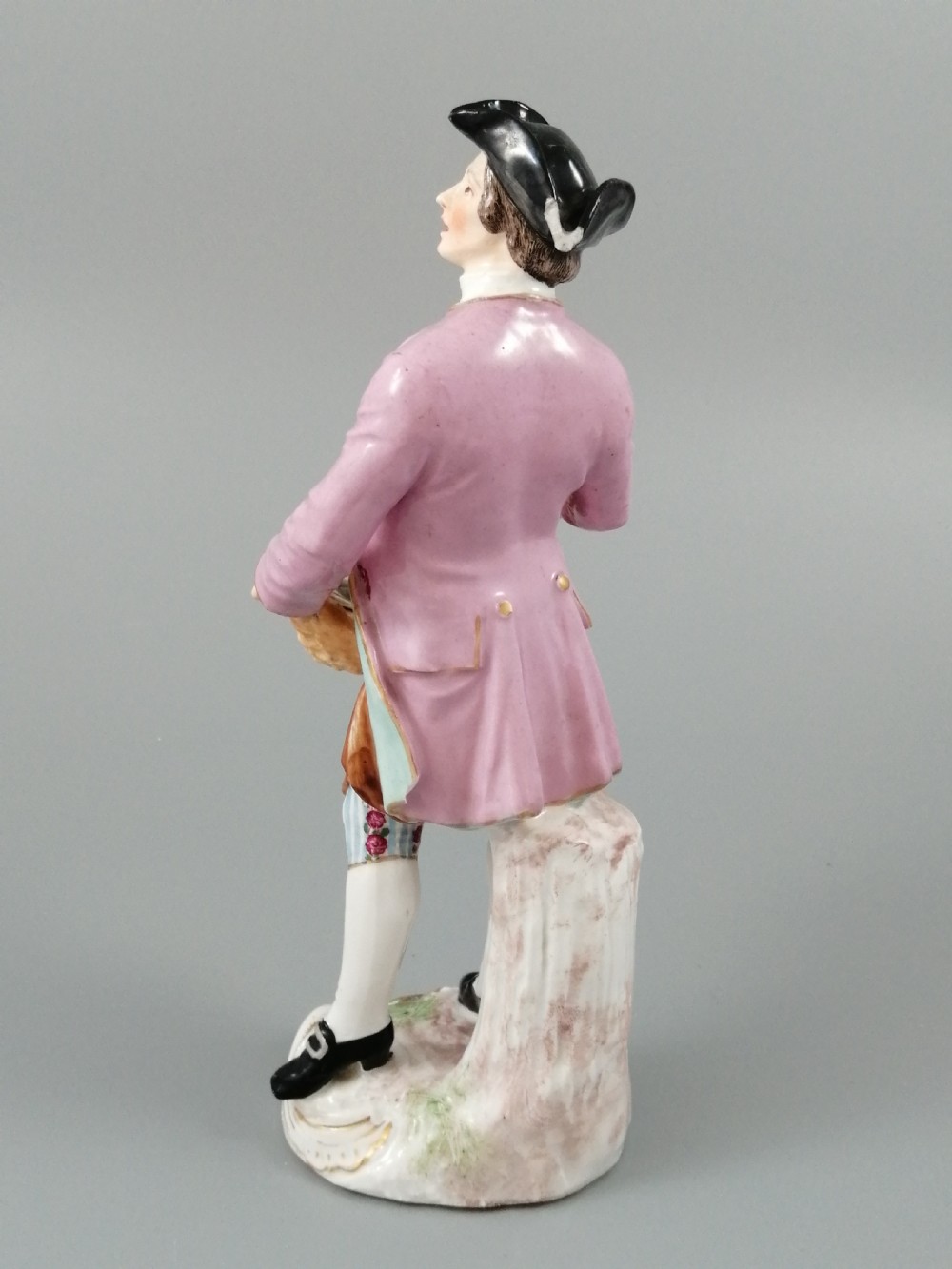 Antique Chelsea porcelain figurine, “A Spoon Seller”, c. 1758 - 1769 View III