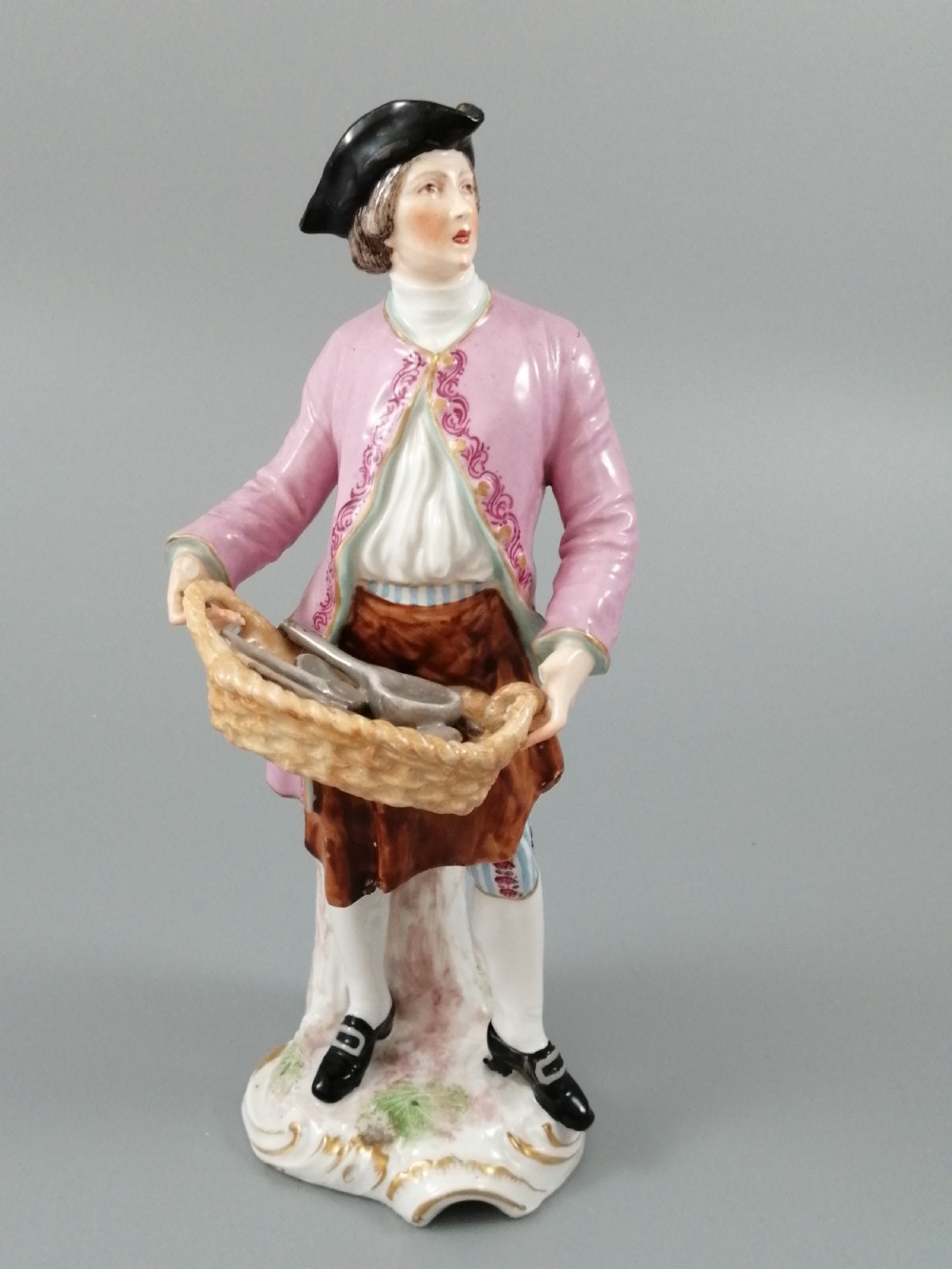 Antique Chelsea porcelain figurine, “A Spoon Seller”, c. 1758 - 1769 View VII