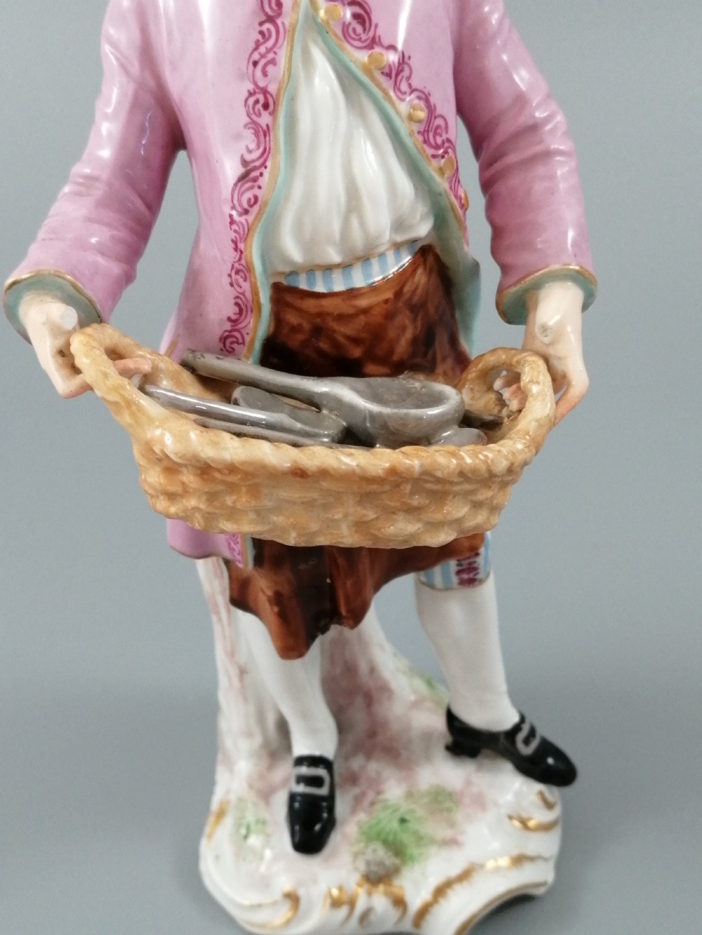 Antique Chelsea porcelain figurine, “A Spoon Seller”, c. 1758 - 1769 View VIII