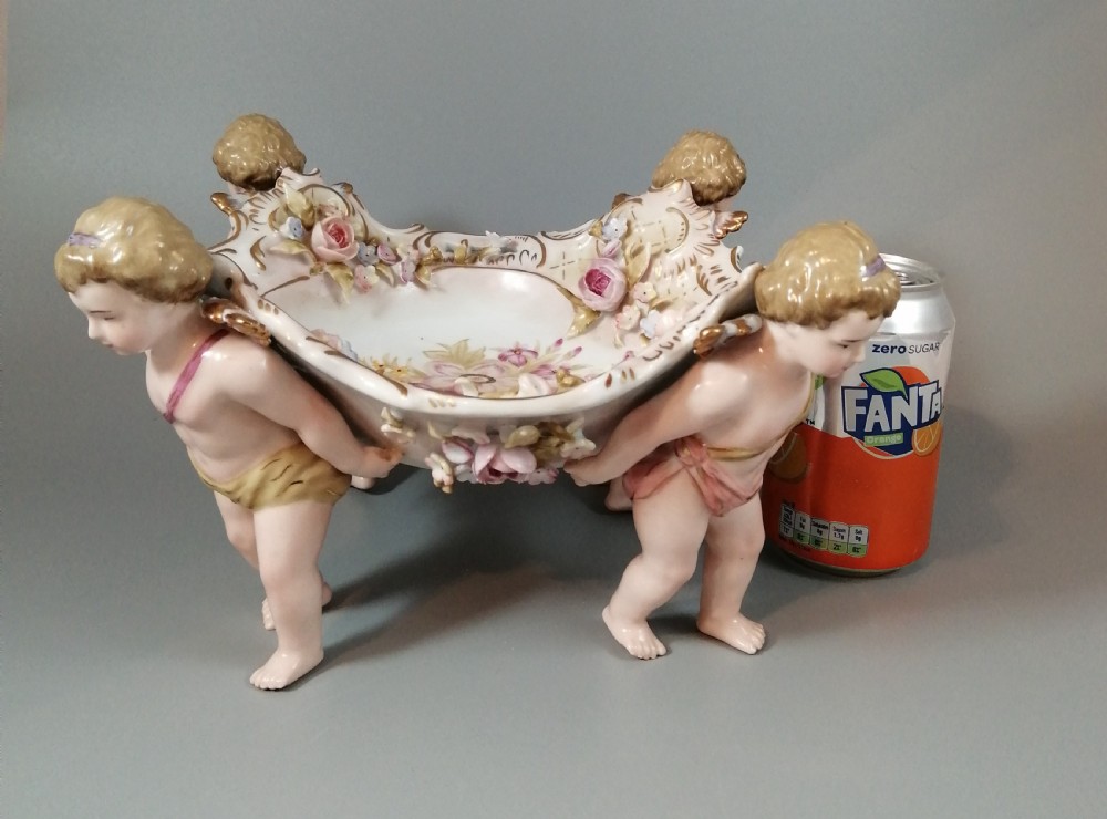 Antique German Schierholtz Figural Hand Painted Porcelain Cherubim vase View XIII