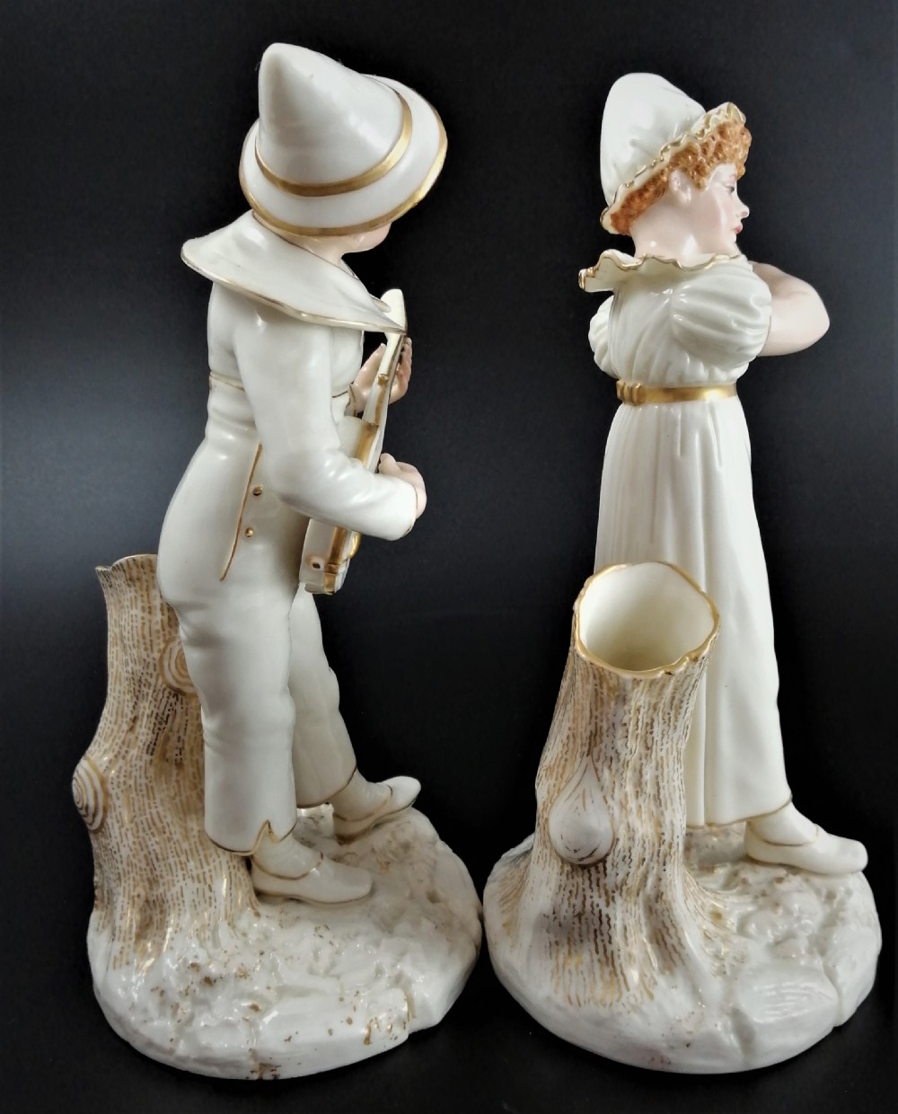 Antique Royal Worcester figures,James Hadley,musicians,1885, very rare View V