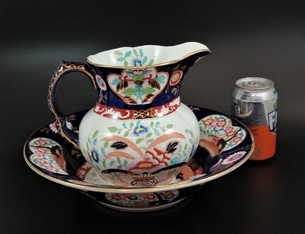 Antique Masons Ironstone Pitcher & Basin,circa 1840 View II