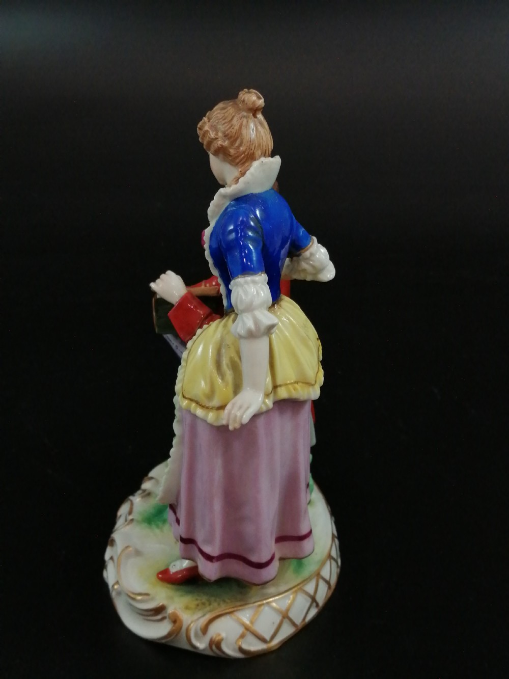 18th Century Antique Ludwigsburg Porcelain Figurine: Lady and Cavalier with an Album View III
