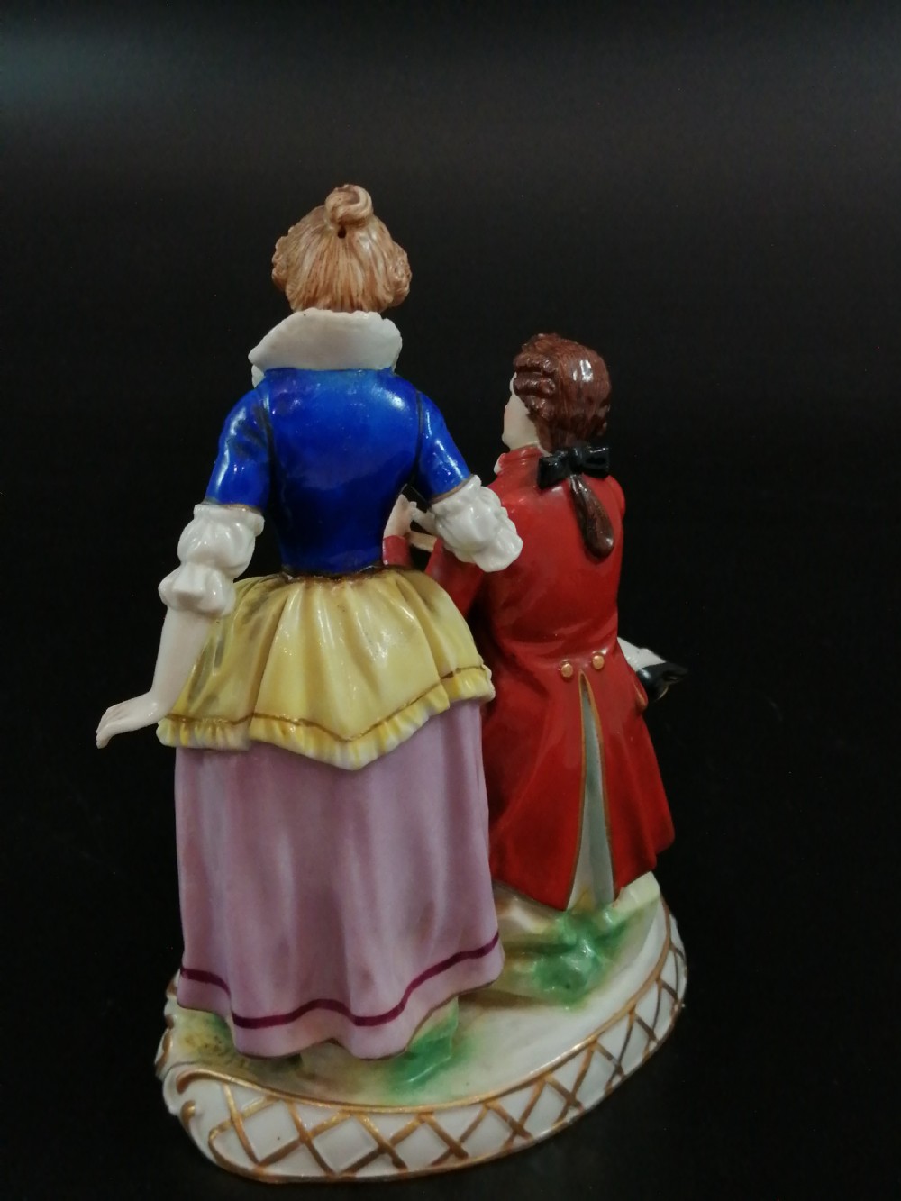 18th Century Antique Ludwigsburg Porcelain Figurine: Lady and Cavalier with an Album View IV