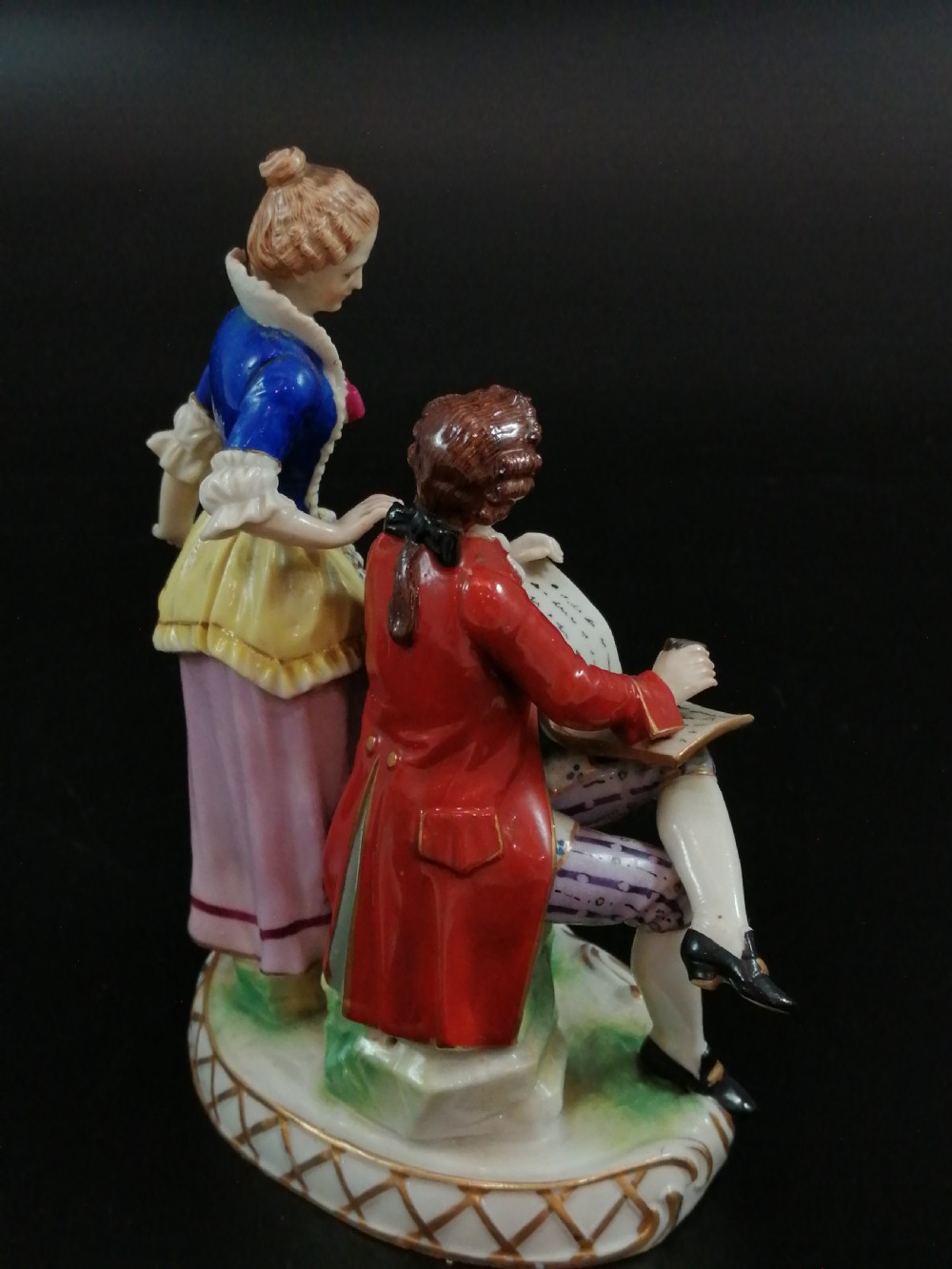 18th Century Antique Ludwigsburg Porcelain Figurine: Lady and Cavalier with an Album View VI