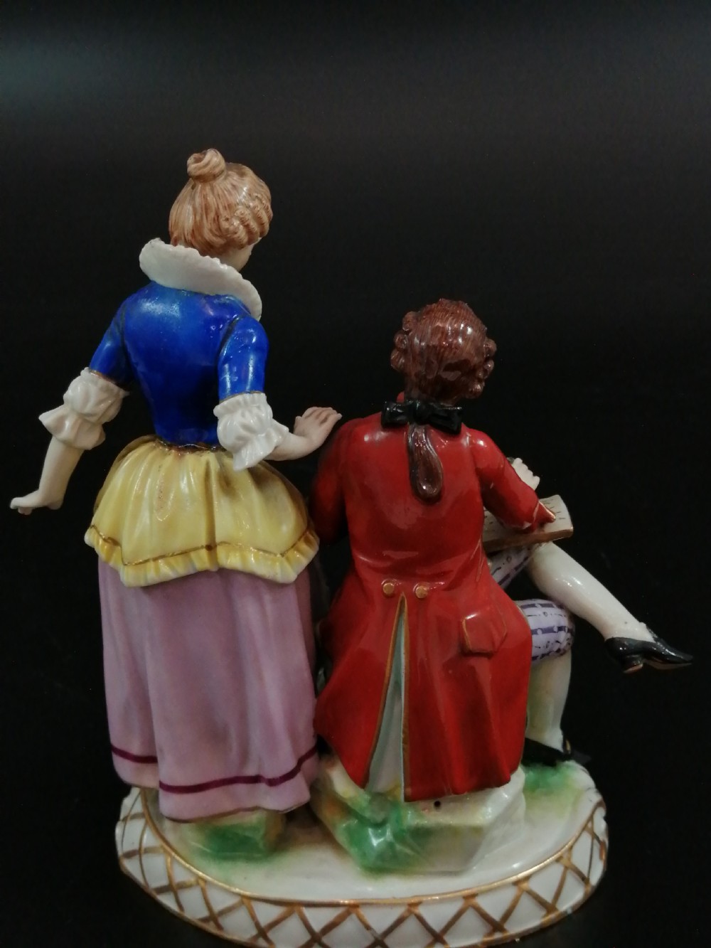 18th Century Antique Ludwigsburg Porcelain Figurine: Lady and Cavalier with an Album View VII