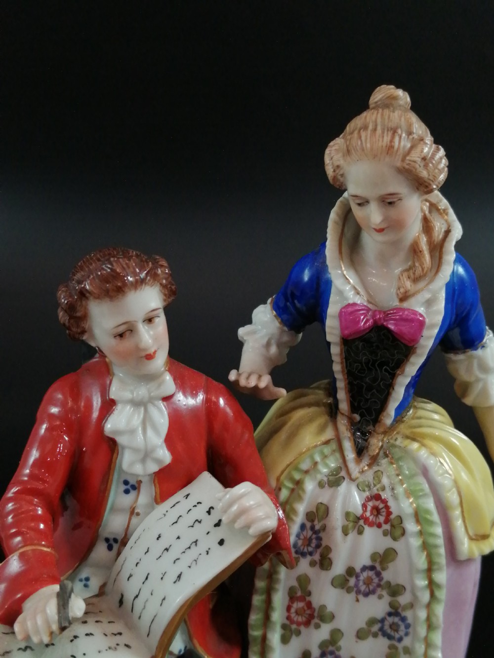 18th Century Antique Ludwigsburg Porcelain Figurine: Lady and Cavalier with an Album View X
