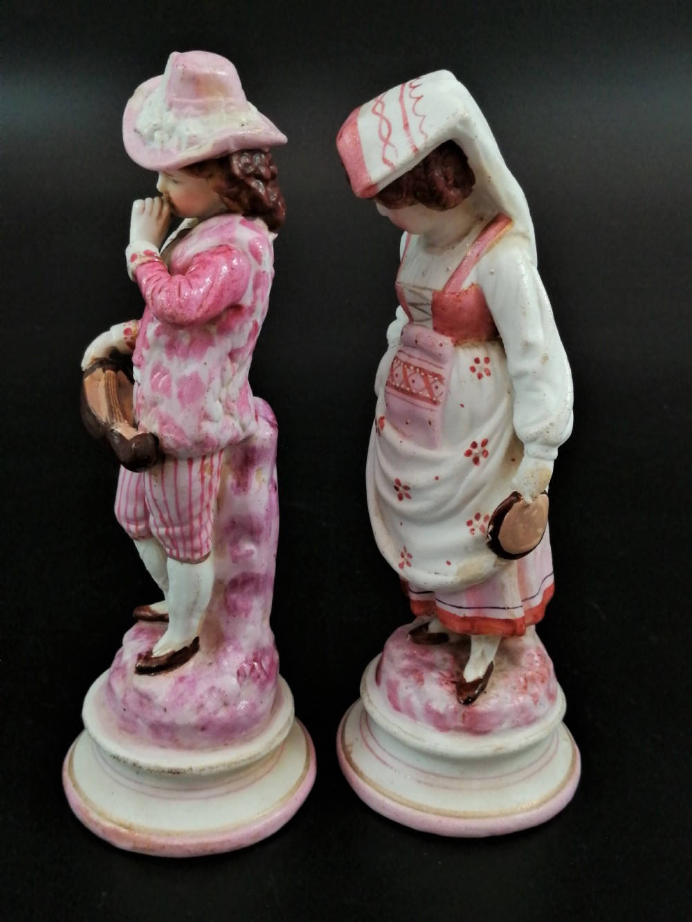 Antique biscuit figurines of musicians, 18th century. View III