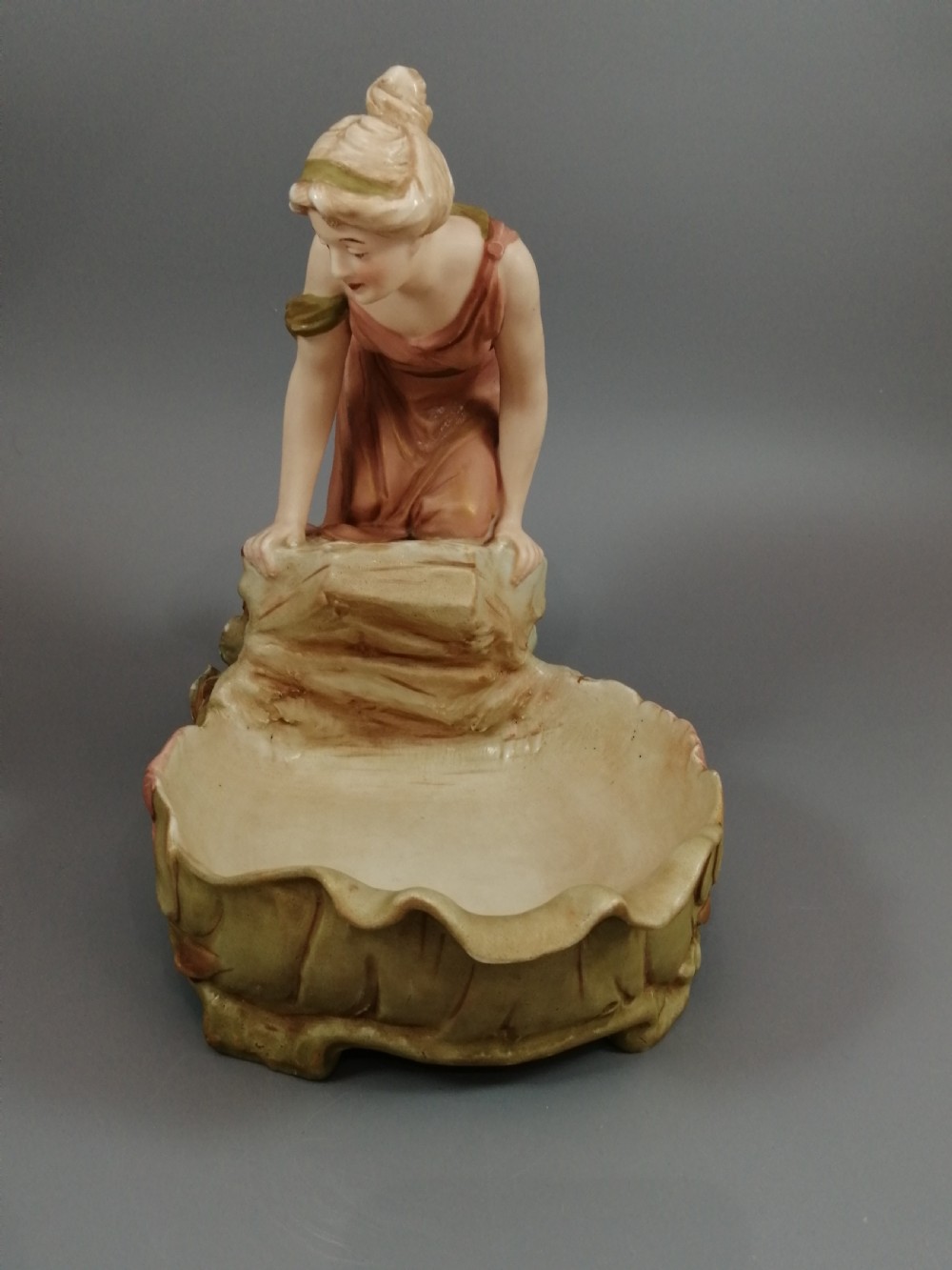 Antique Royal Dux Porcelain Figural Bowl View III