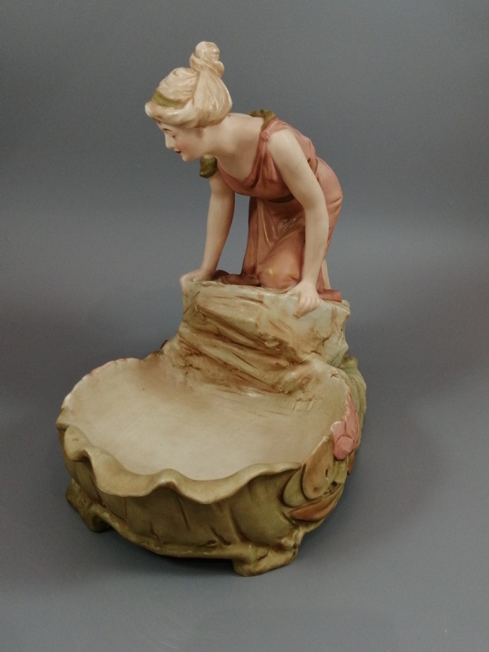 Antique Royal Dux Porcelain Figural Bowl View IV