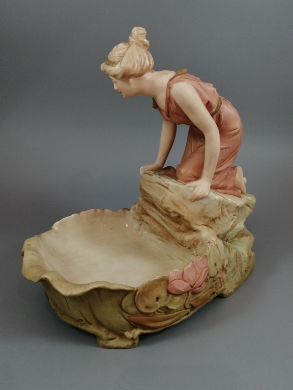 Antique Royal Dux Porcelain Figural Bowl View V