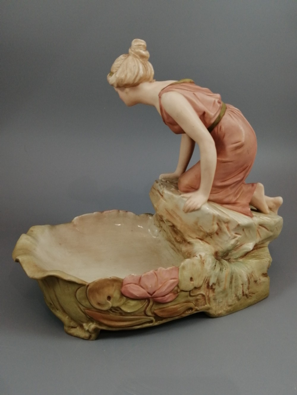 Antique Royal Dux Porcelain Figural Bowl View VI