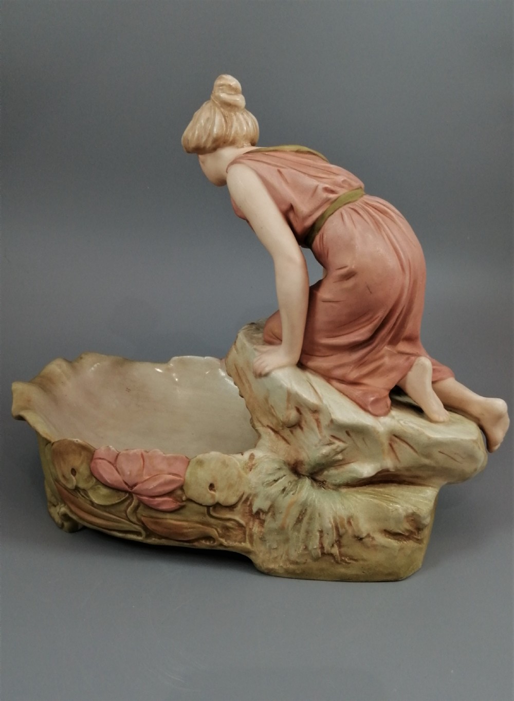 Antique Royal Dux Porcelain Figural Bowl View VII