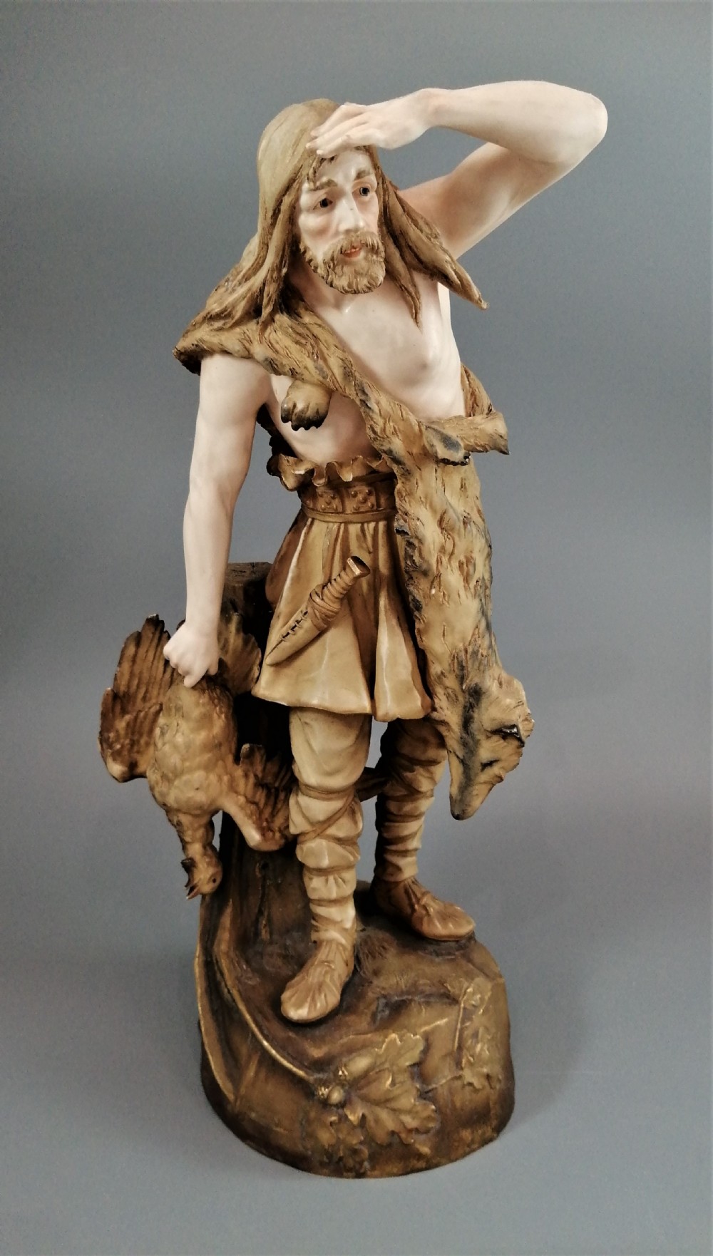Ernst Wahliss Vienna Porcelain Sculpture “Hunter in Wolfskin”