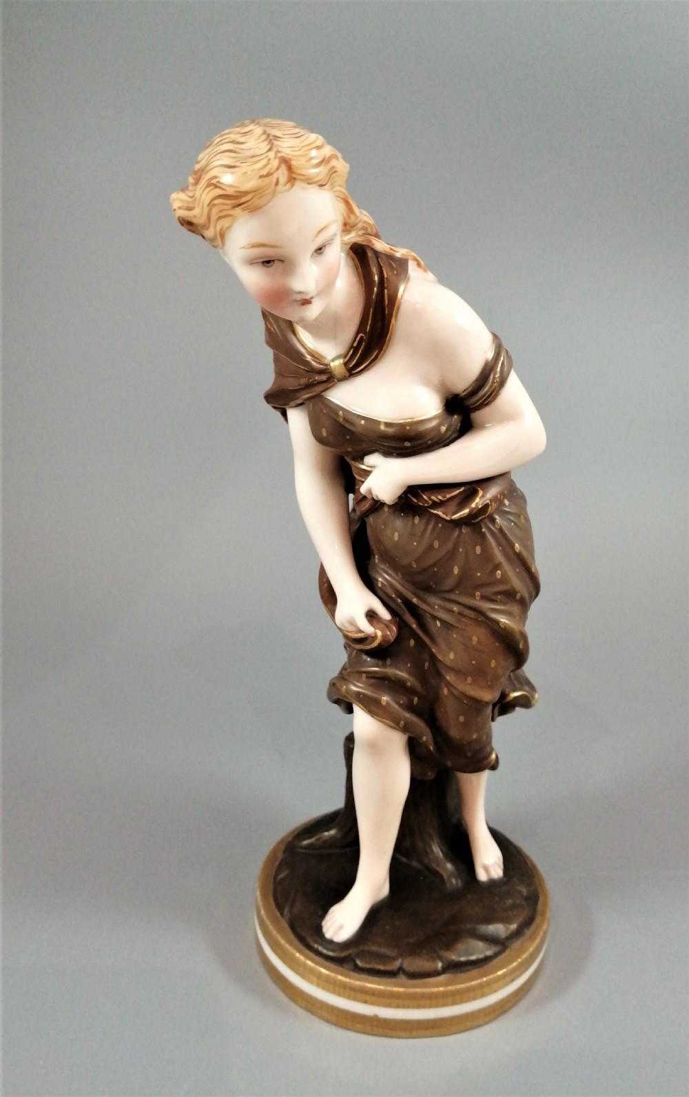 A pair of nineteenth-century Royal Worcester porcelain figurines depicting draped female figures with windblown hair and garments. View XV