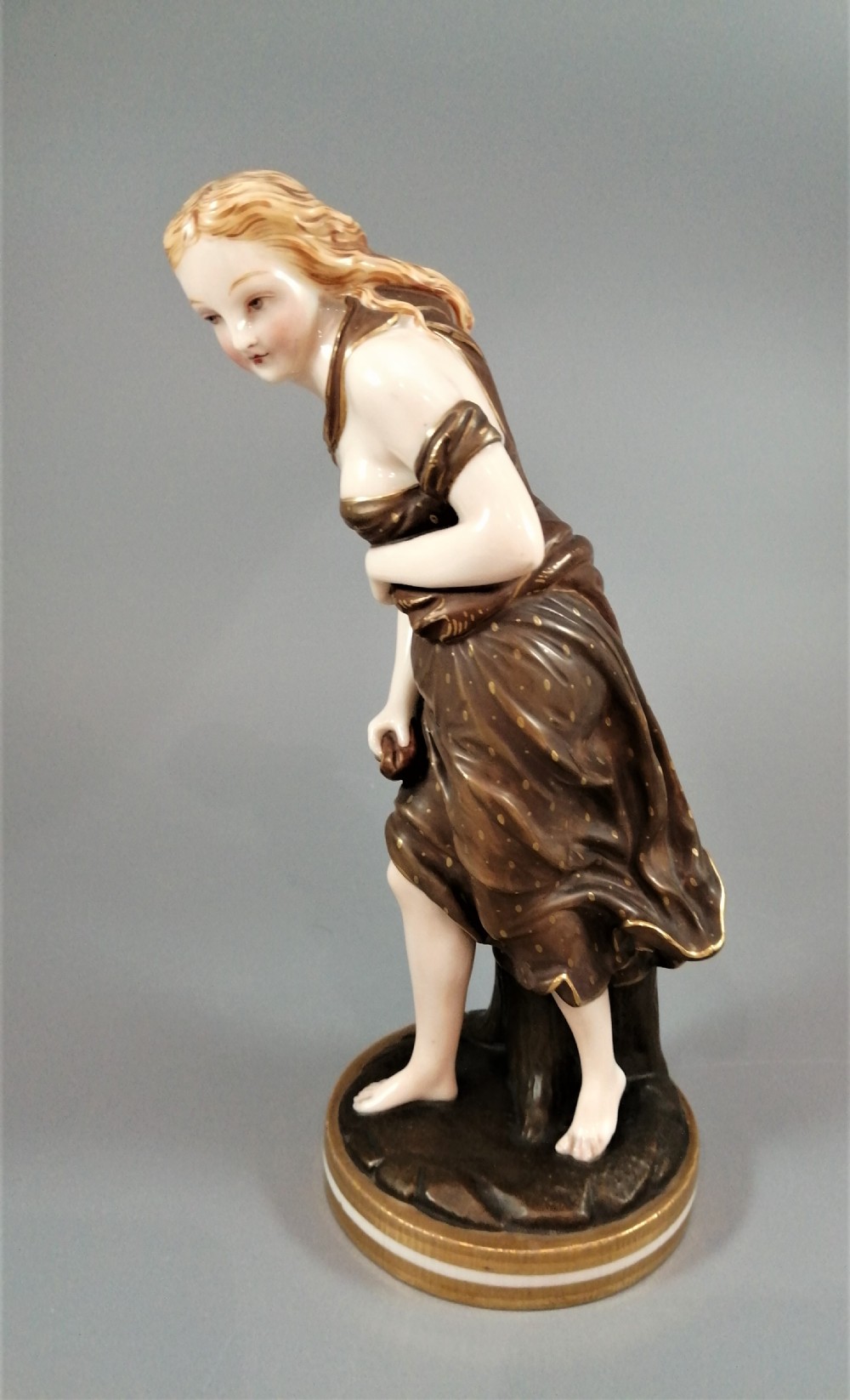 A pair of nineteenth-century Royal Worcester porcelain figurines depicting draped female figures with windblown hair and garments. View XVI