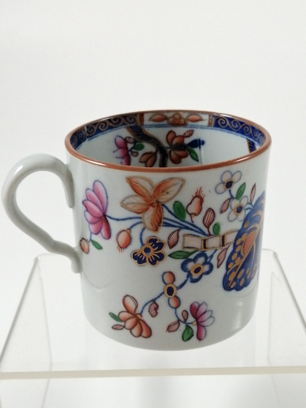 Antique Spode Stone China coffee cap and saucer in Tobacco Leaf Pattern(Cabbage pattern
