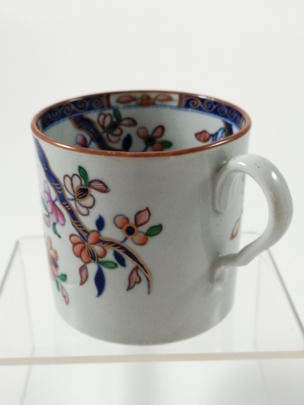Antique Spode Stone China coffee cap and saucer in Tobacco Leaf Pattern(Cabbage pattern
