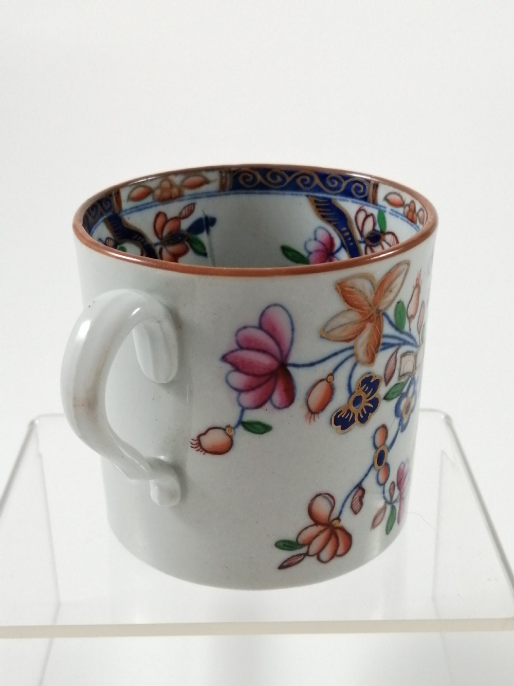 Antique Spode Stone China coffee cap and saucer in Tobacco Leaf Pattern(Cabbage pattern