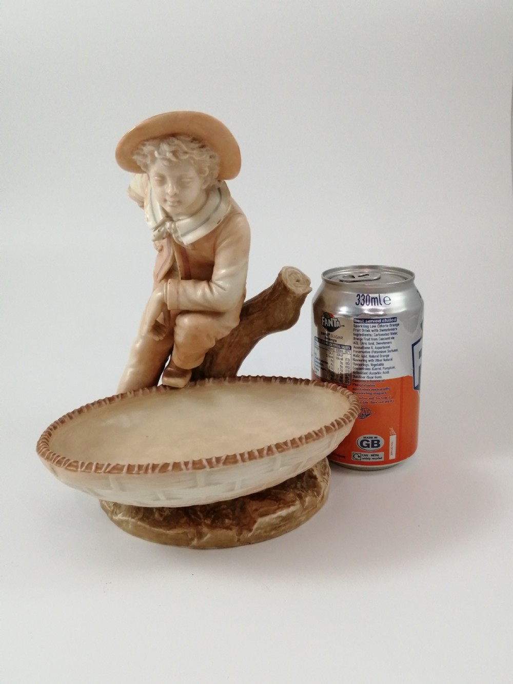 Antique James Hadley Royal Worcester Boy with Basket, Sweetmeat,Candy Dish, 1889 View XIII