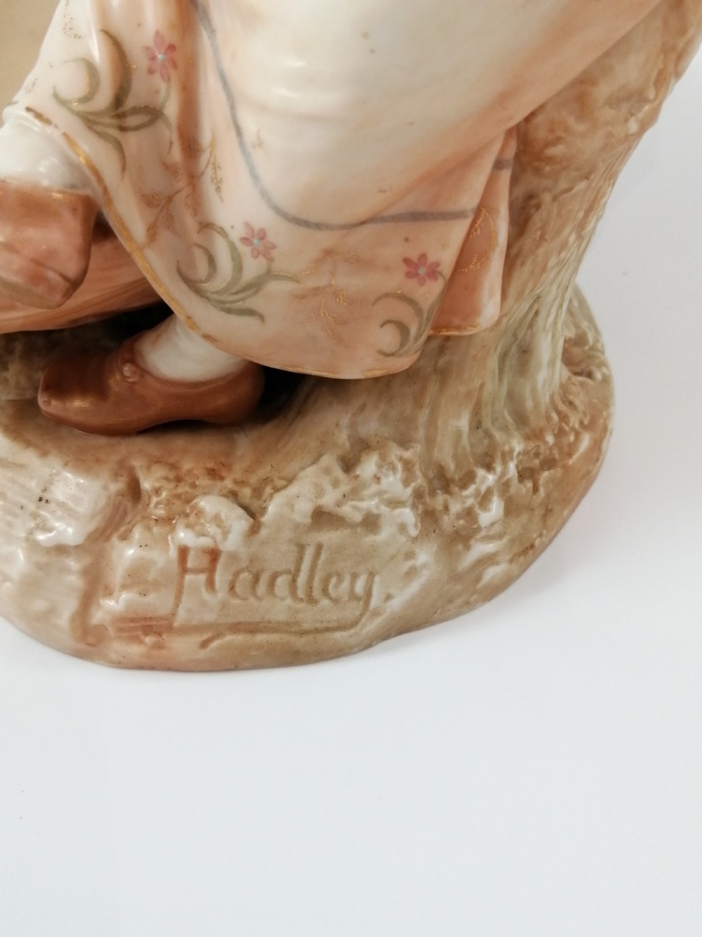 Antique James Hadley Royal Worcester Girl with Basket, Sweetmeat,Candy Dish, 1889 View VI