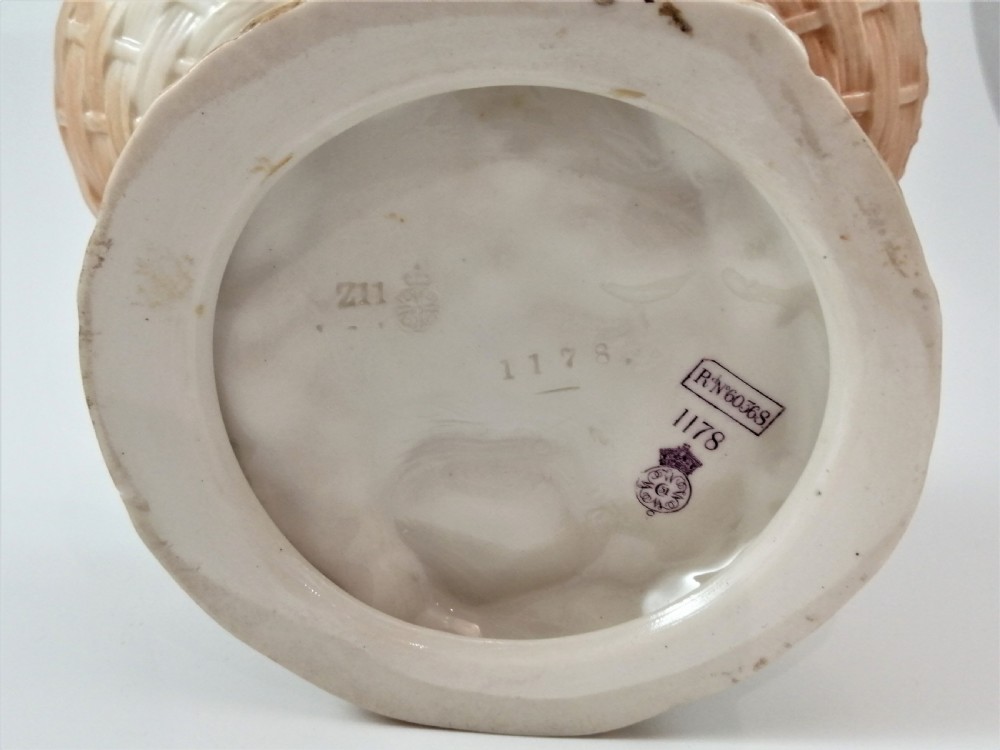 Antique James Hadley Royal Worcester Girl with Basket, Sweetmeat,Candy Dish, 1889 View VII