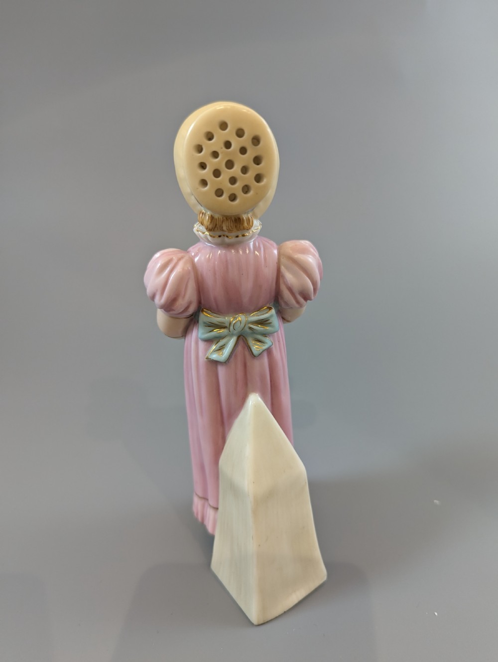 Antique porcelain James Hadley Royal Worcester Kate Greenaway girl sugar shaker View V