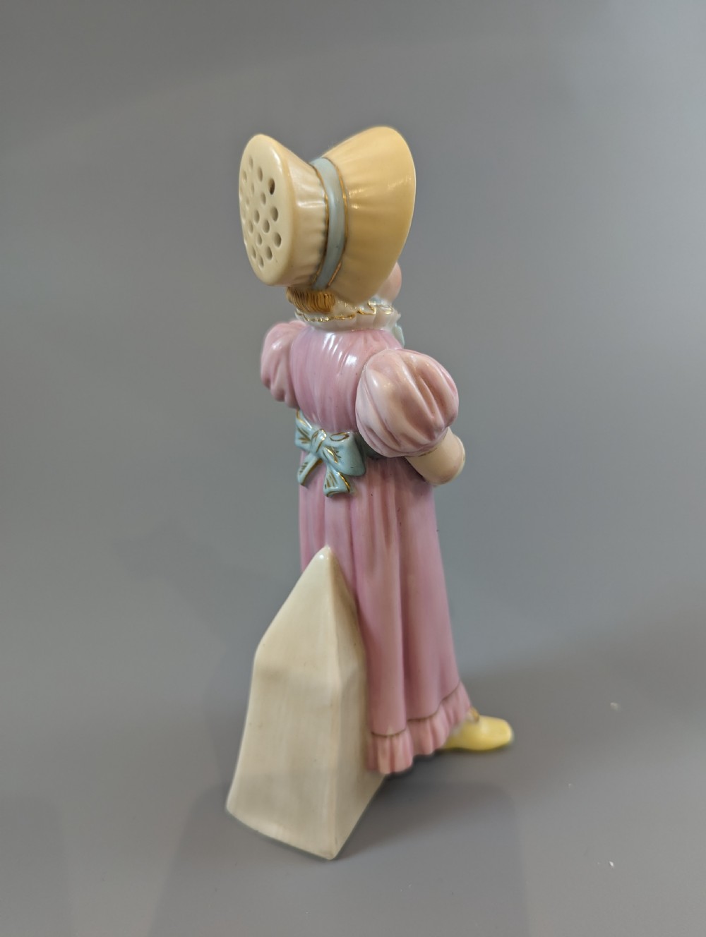 Antique porcelain James Hadley Royal Worcester Kate Greenaway girl sugar shaker View VI