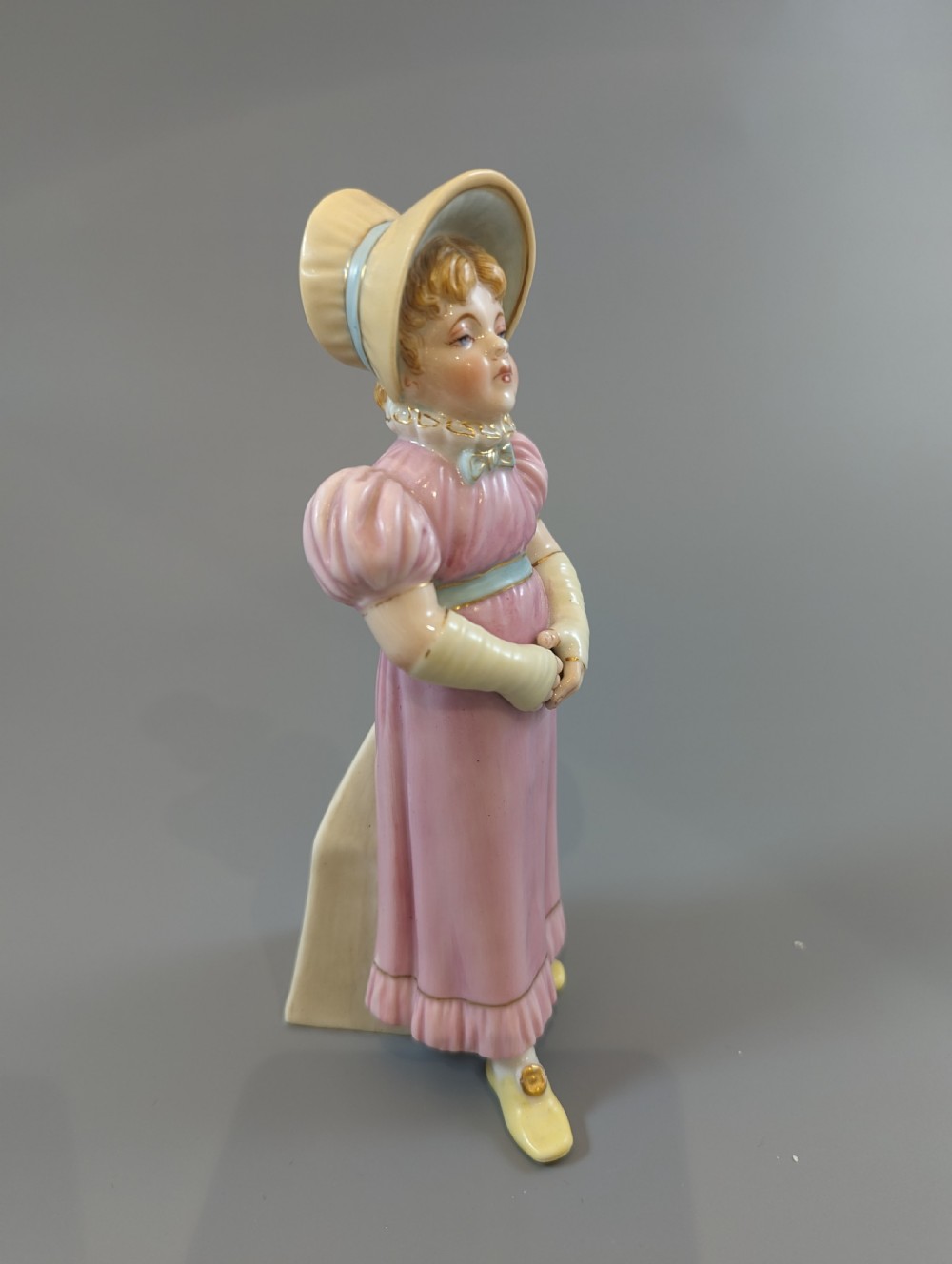 Antique porcelain James Hadley Royal Worcester Kate Greenaway girl sugar shaker View VII