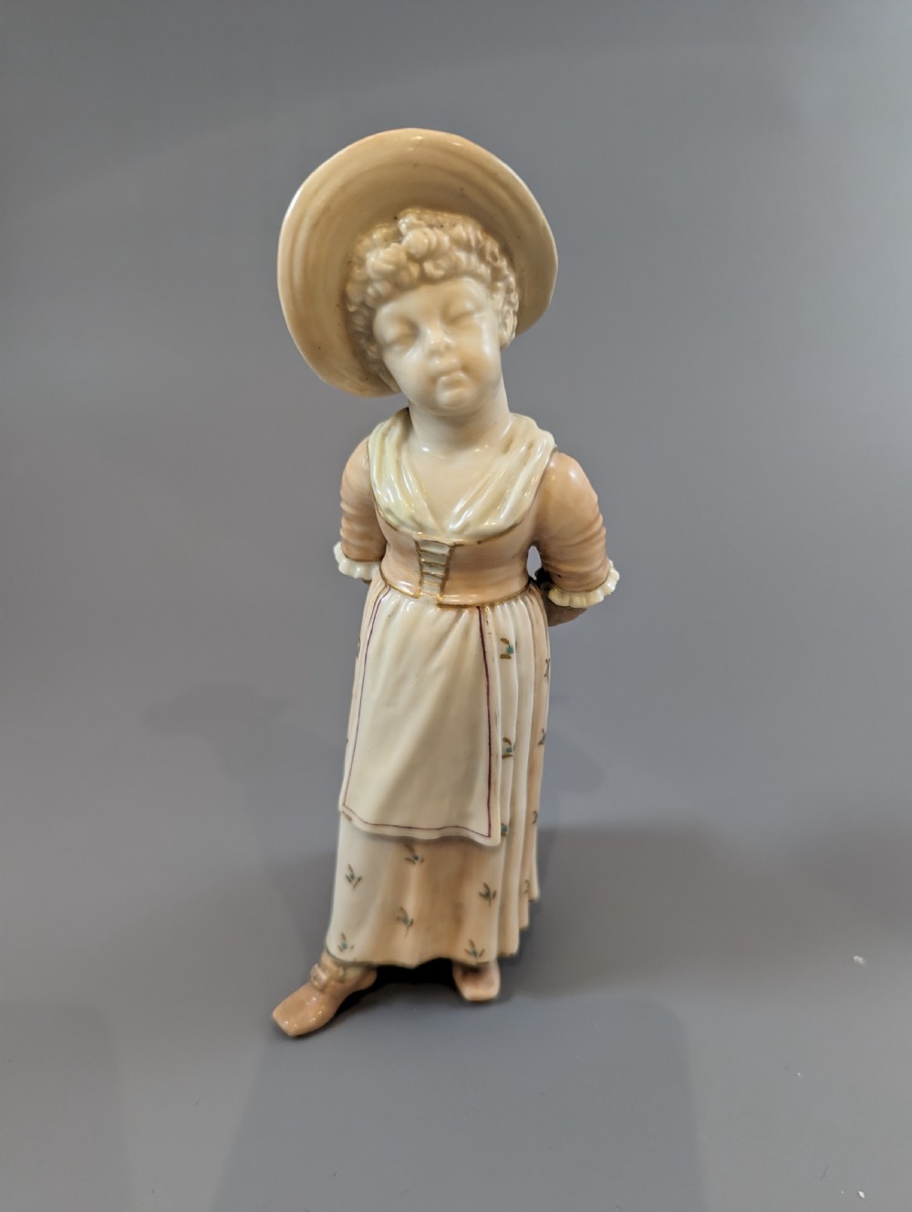 Antique porcelain James Hadley Royal Worcester Kate Greenaway girl sugar shaker