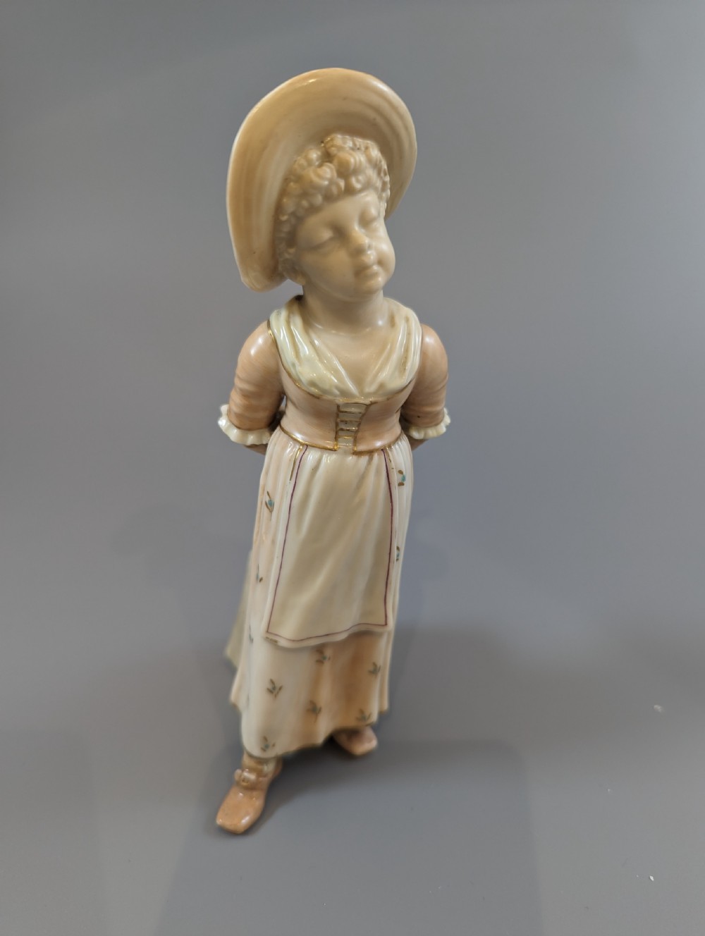 Antique porcelain James Hadley Royal Worcester Kate Greenaway girl sugar shaker View VIII
