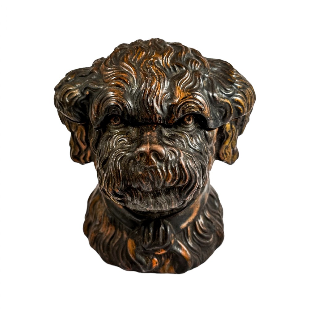 19th century Bernard Bloch Austrian figural lidded dog head tobacco jar humidor
