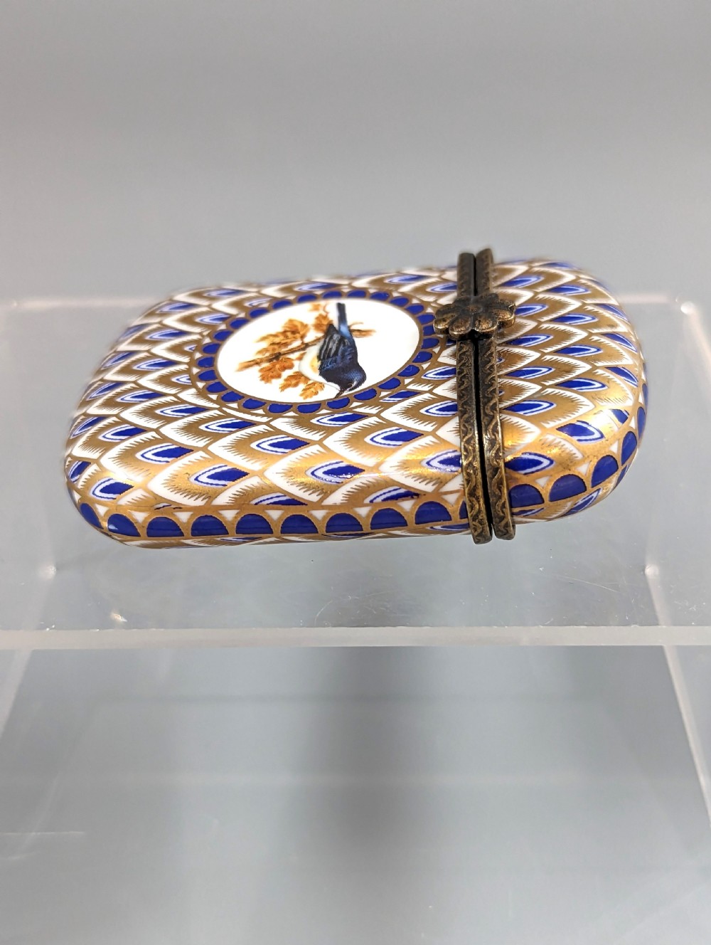 Antique French Bronze and Enamel Porcelain Match Box, Porcelain Vesta Case View VI