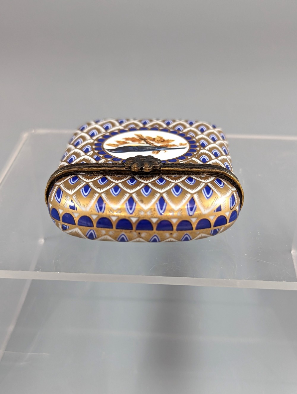 Antique French Bronze and Enamel Porcelain Match Box, Porcelain Vesta Case View VII