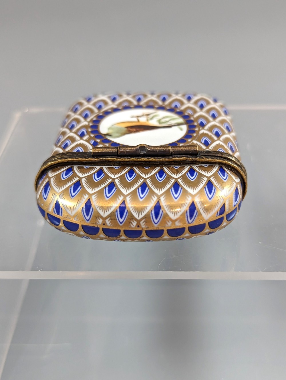Antique French Bronze and Enamel Porcelain Match Box, Porcelain Vesta Case View X