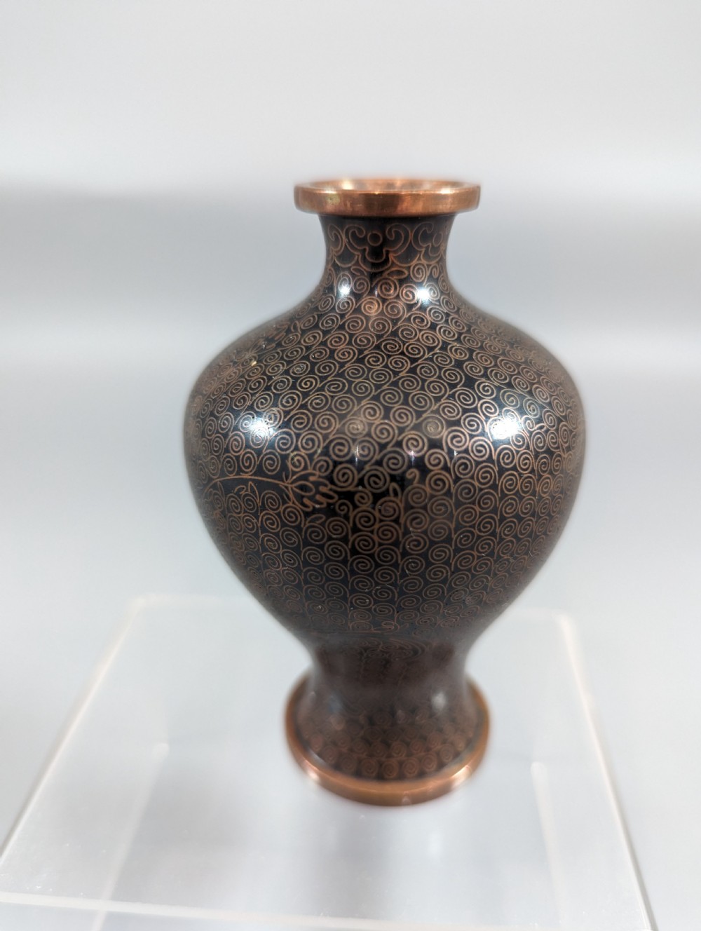 Antique  Chinese Black Cloisonne  Vase  19th century View II
