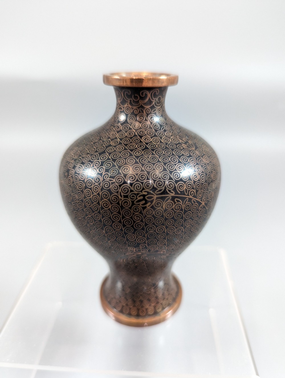 Antique  Chinese Black Cloisonne  Vase  19th century View III