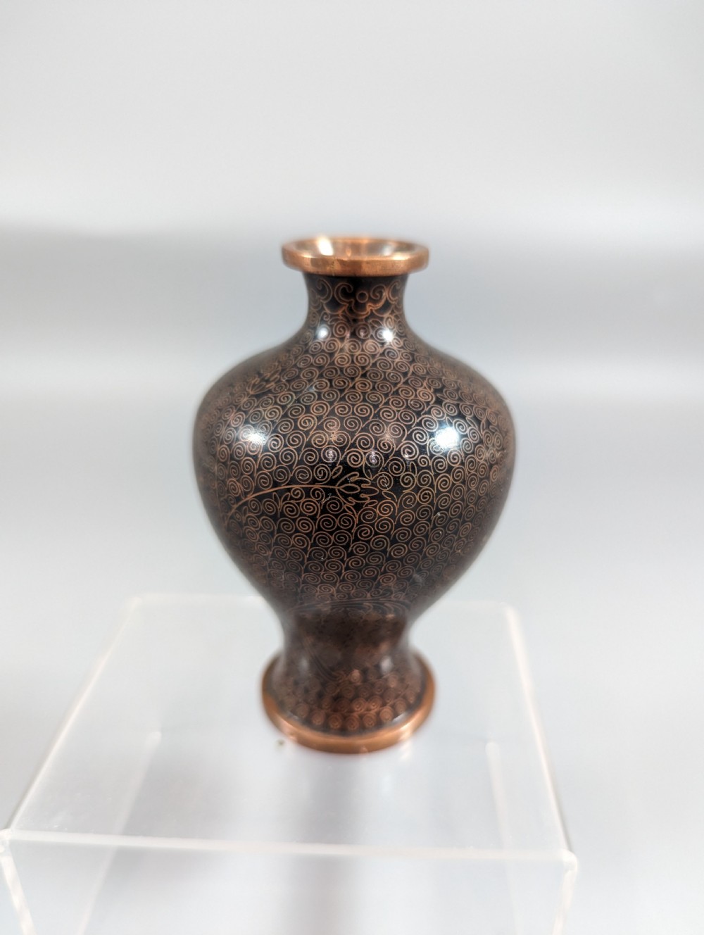 Antique  Chinese Black Cloisonne  Vase  19th century View IV