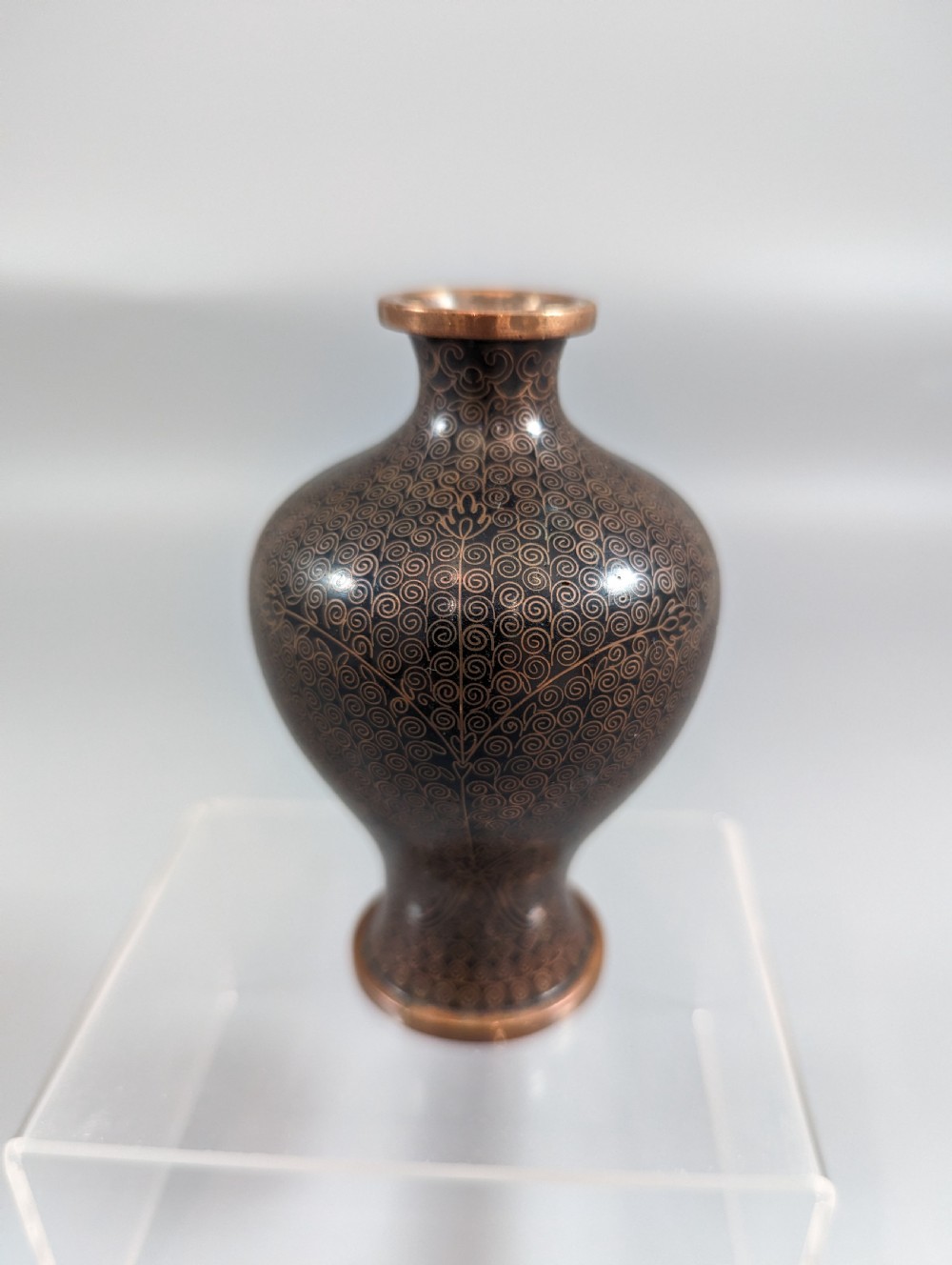 Antique  Chinese Black Cloisonne  Vase  19th century View X