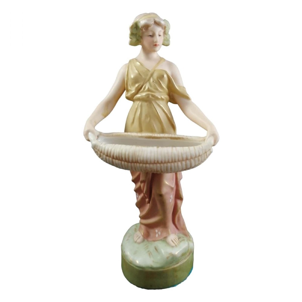Royal Dux Art Nouveau figurine of young woman with papyrus basket 2077