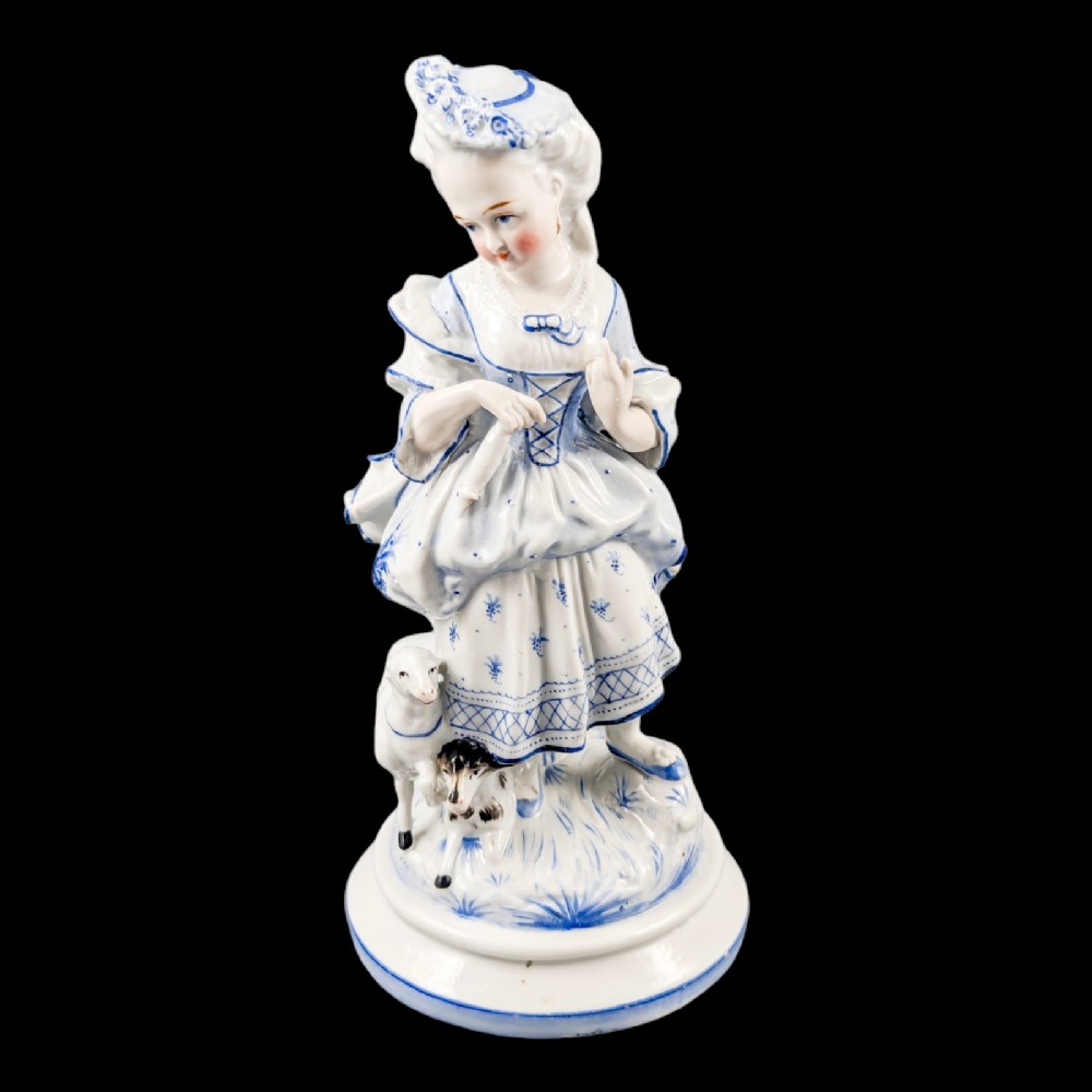19th century German glazed porcelain figurine of a shepherdess by Conta & Boehme