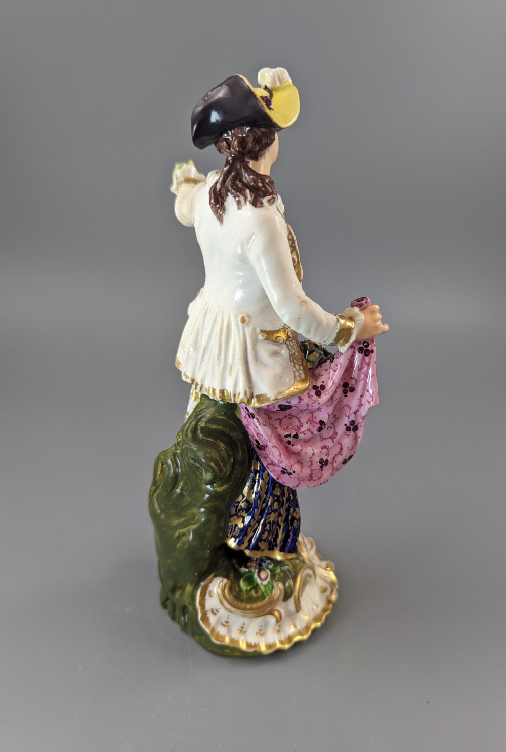 Antique Georgian Derby porcelain figurine of a shepherdess, c.1830, Bloor period View IX
