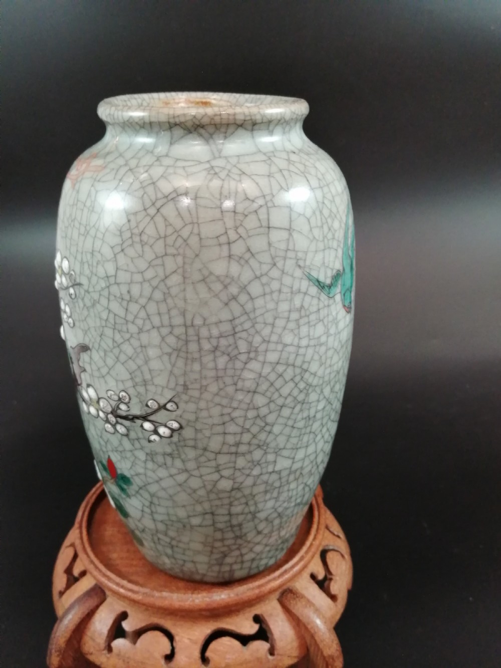 Crackle Glaze Enameled Chinese Vase, circa 1900. View III
