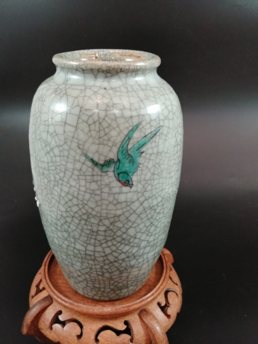 Crackle Glaze Enameled Chinese Vase, circa 1900. View IV