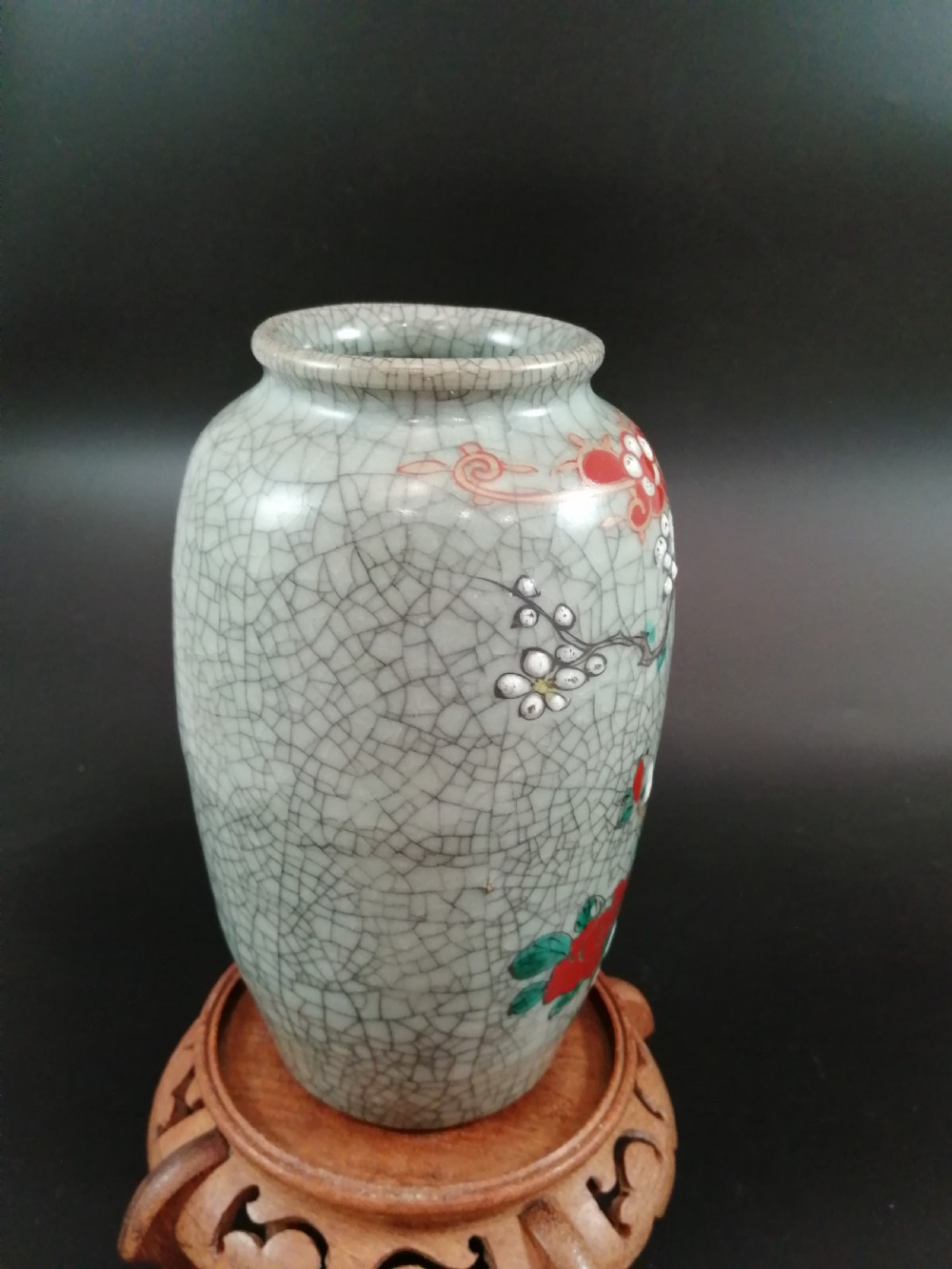 Crackle Glaze Enameled Chinese Vase, circa 1900. View VII