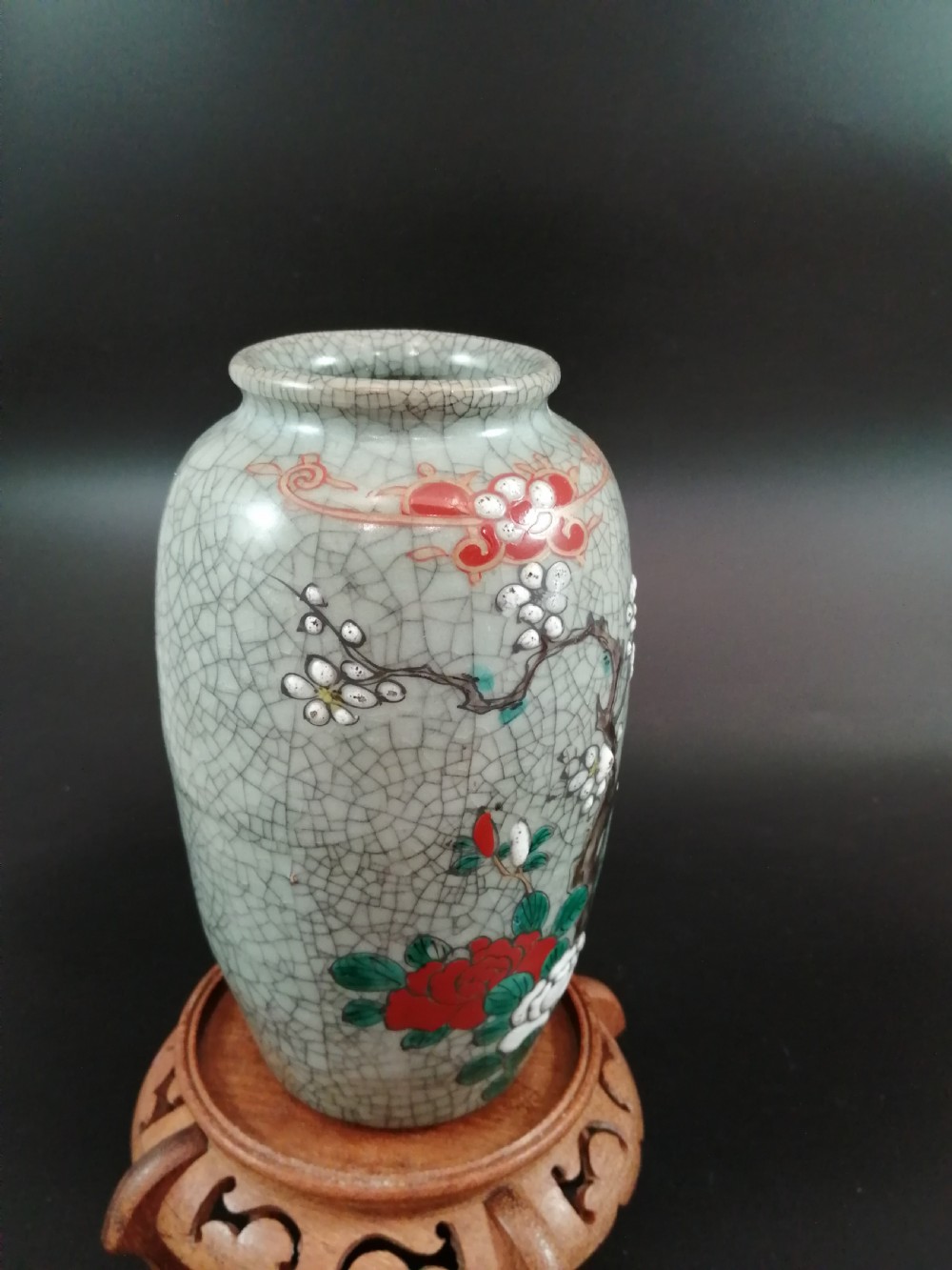 Crackle Glaze Enameled Chinese Vase, circa 1900. View VIII
