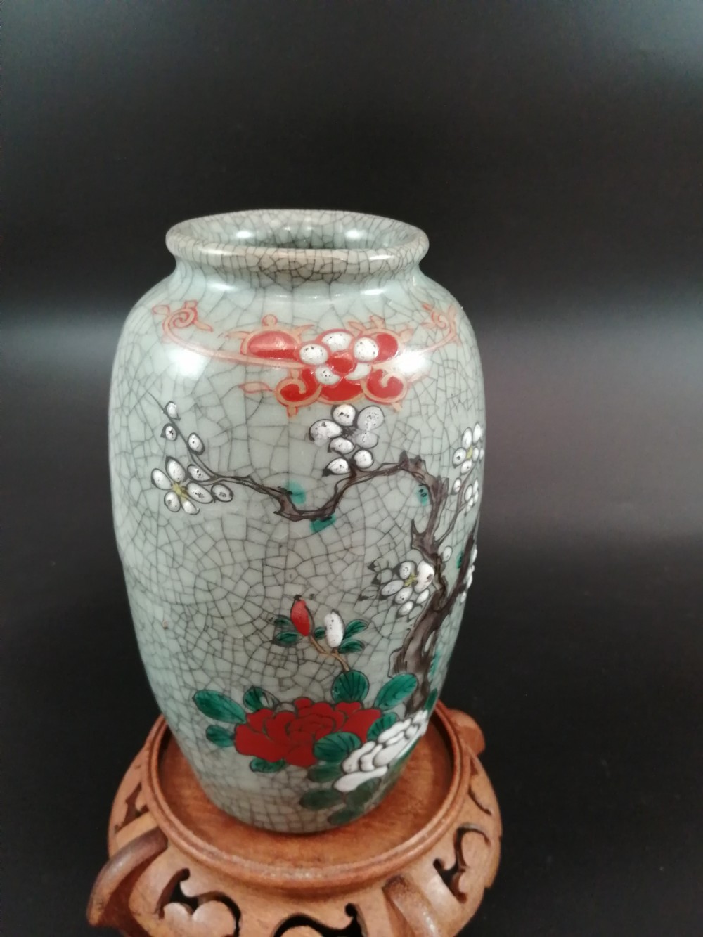 Crackle Glaze Enameled Chinese Vase, circa 1900. View IX